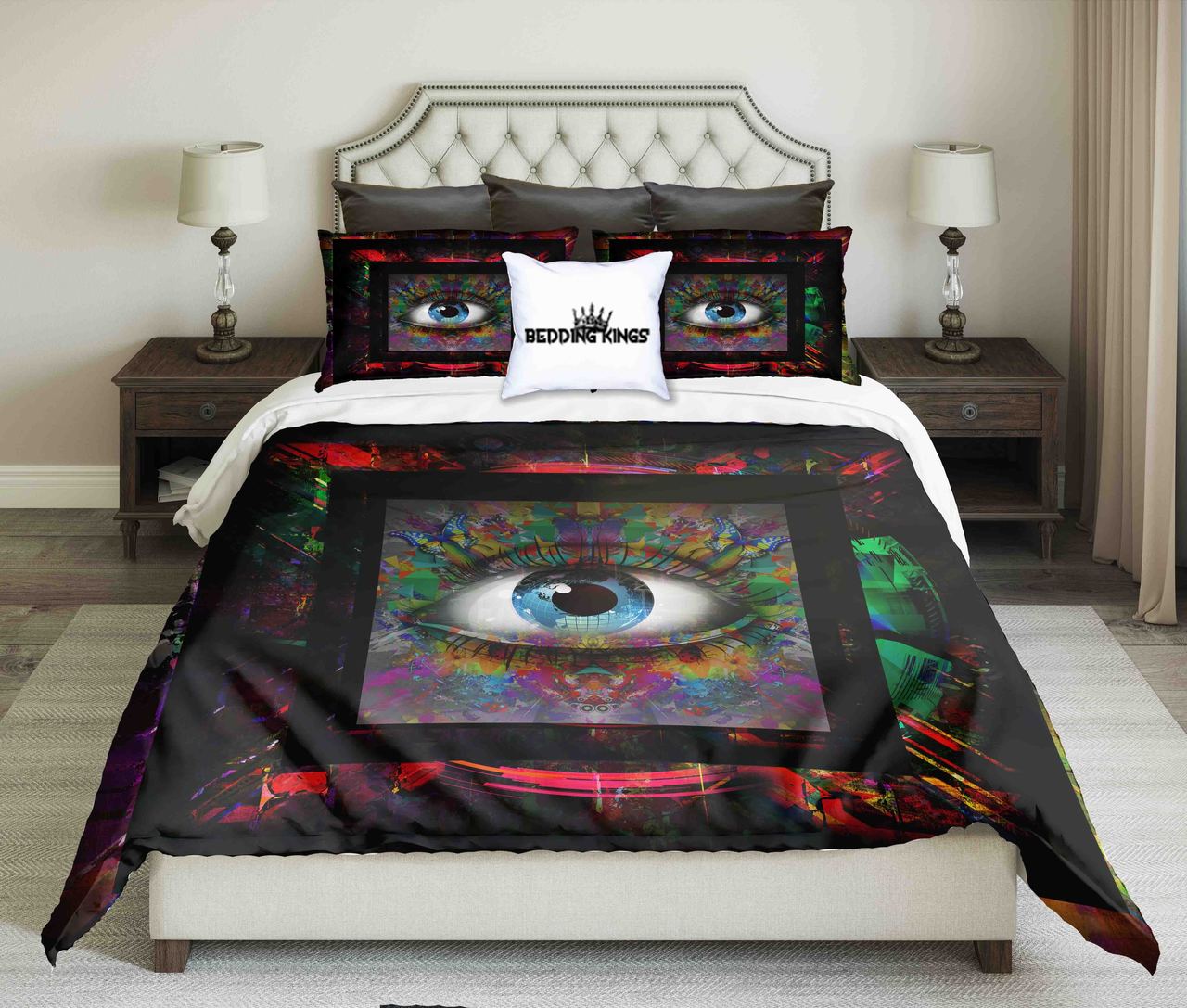 Colourful Third Eye Kings 3D Customized Duvet Cover Bedding Set