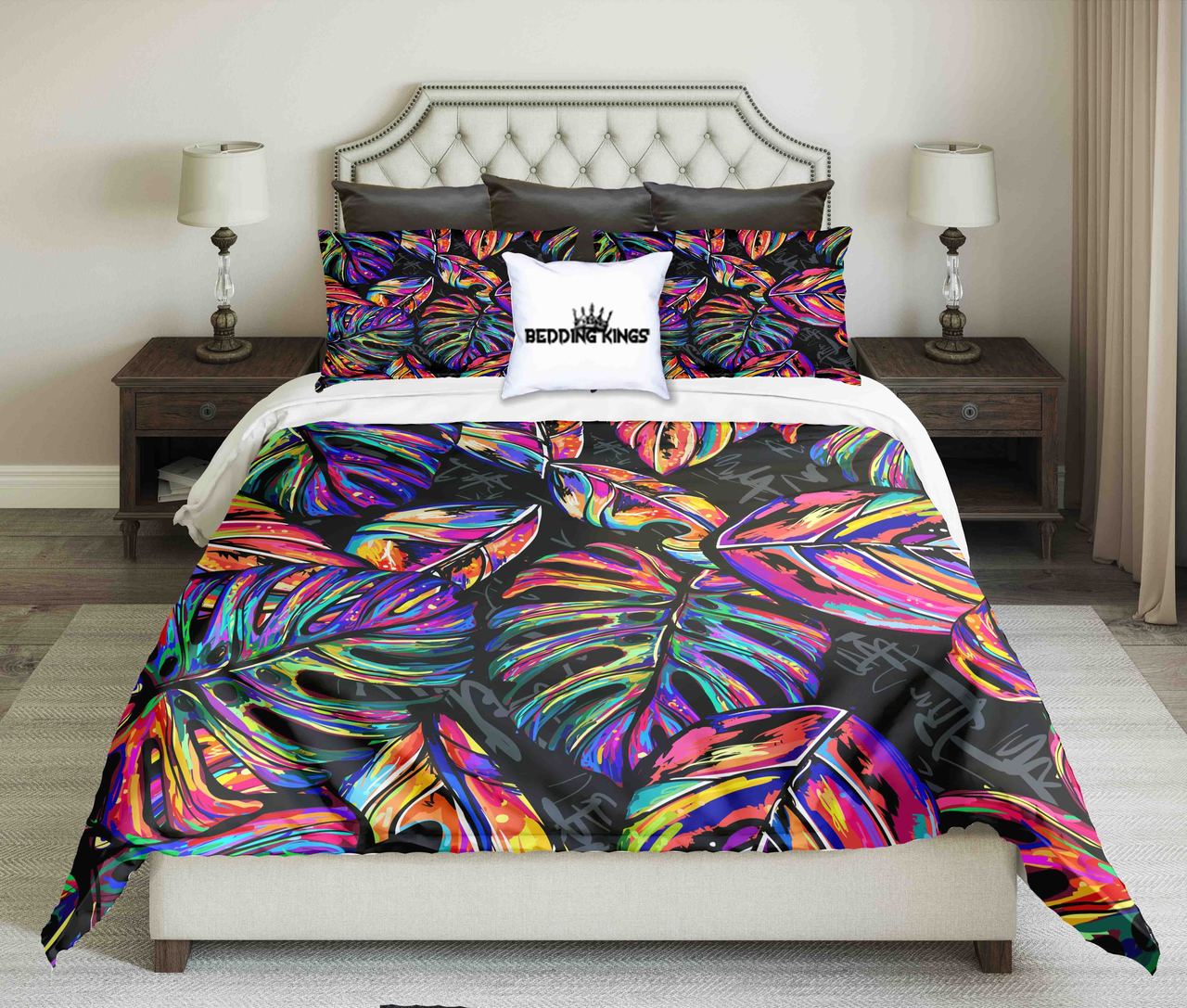 Colourful Tropical Leaves Design Kings 3D Customized Duvet Cover Bedding Set