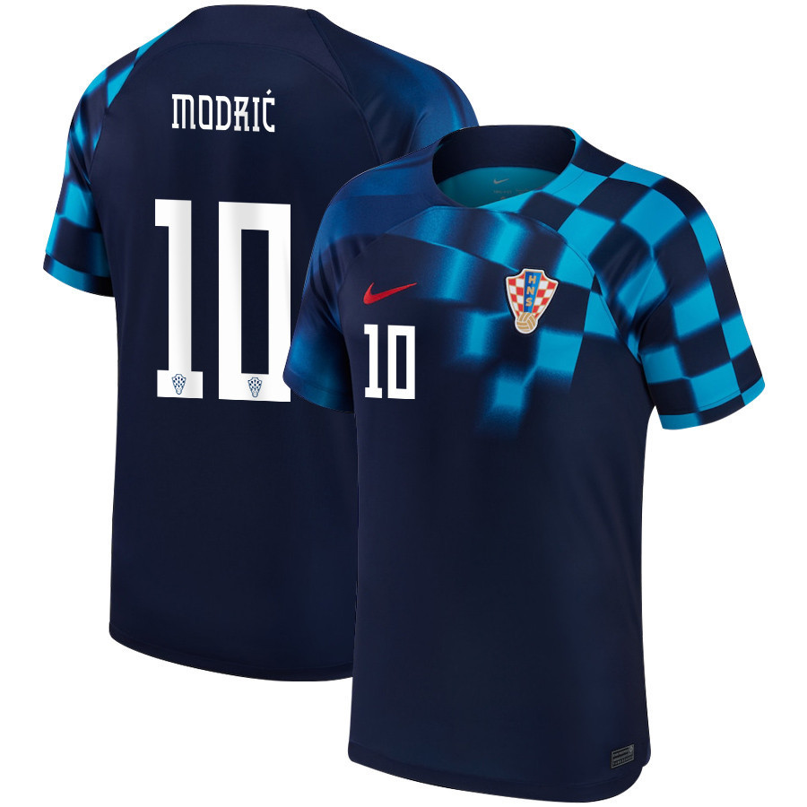 CoLuka Modric 10 Croatia National Team 2022-23 Qatar World Cup- Away  Soccer Jersey