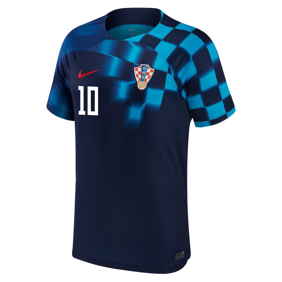 CoLuka Modric 10 Croatia National Team 2022-23 Qatar World Cup- Away  Soccer Jersey