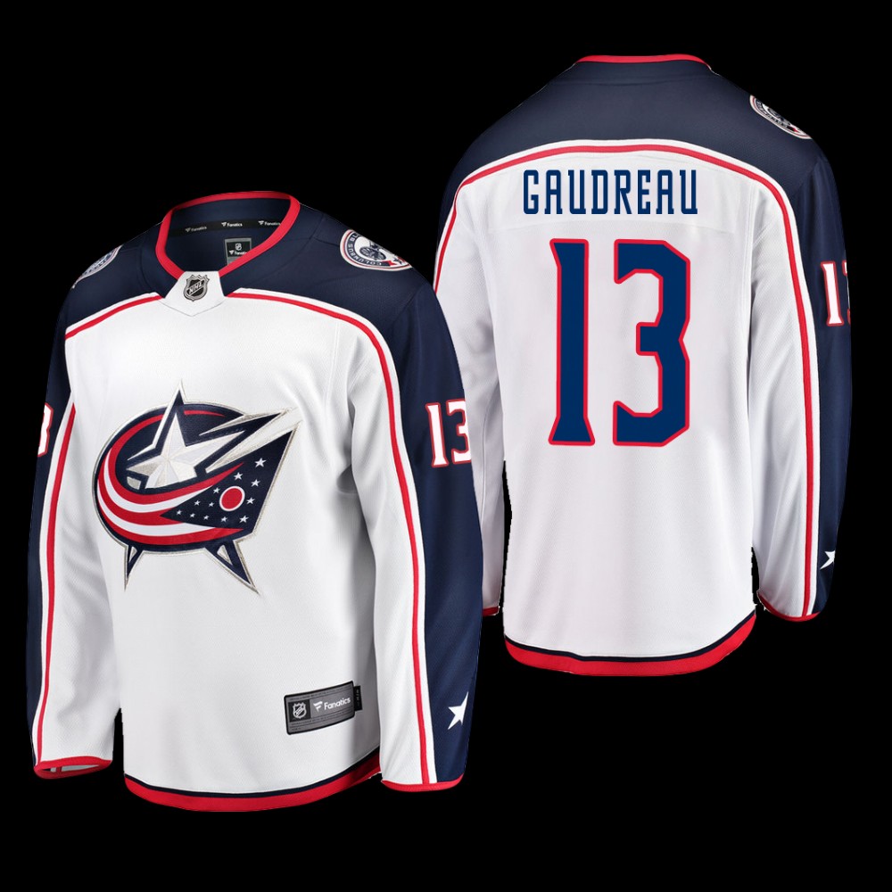 Columbus Blue Jackets #13 Johnny Gaudreau White 2022 Away Breakaway Player Jersey