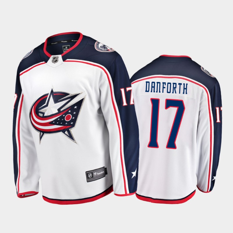 Columbus Blue Jackets #17 Justin Danforth White 2021-22 Away player Jersey