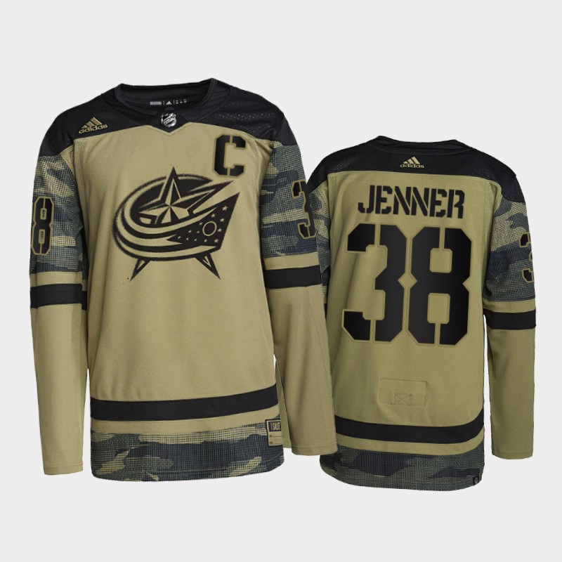 Columbus Blue Jackets Boone Jenner #38 Military Appreciation Night Jersey Camo Practice