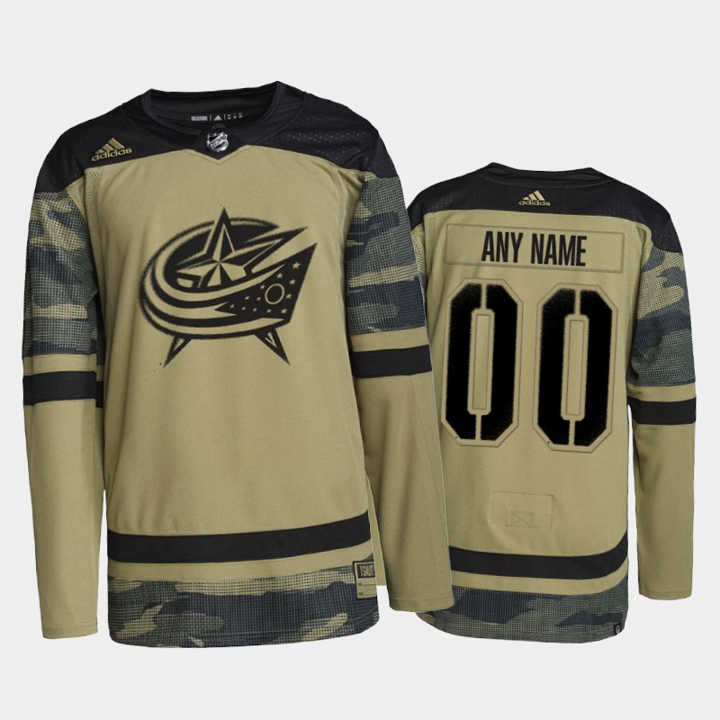 Columbus Blue Jackets Custom #00 Military Appreciation Jersey Camo Practice