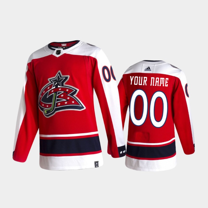 Columbus Blue Jackets Custom #00 Reverse Retro 2020-21 Red Jersey