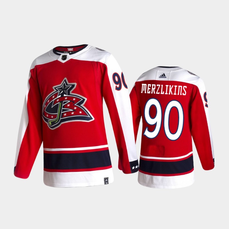 Columbus Blue Jackets Elvis Merzlikins #90 Reverse Retro 2020-21 Red Jersey