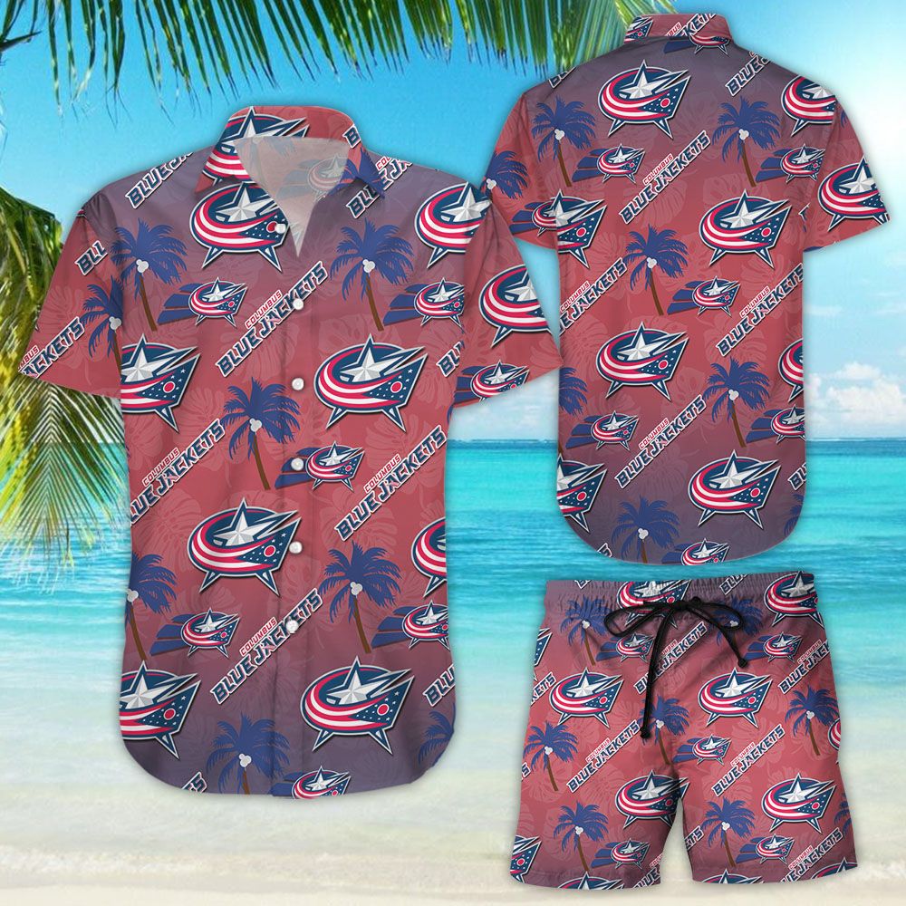 Columbus Blue Jackets Ice Hockey Team Aloha Shirt Hawaiian Aloha Shirt Hawaiians Beach Shirt