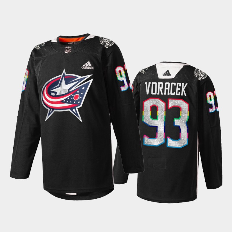 Columbus Blue Jackets Jakub Voracek #93 IsForEveryone Jersey Black Warmup