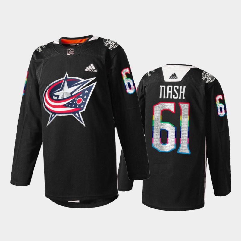 Columbus Blue Jackets Rick Nash #61 IsForEveryone Jersey Black Warmup