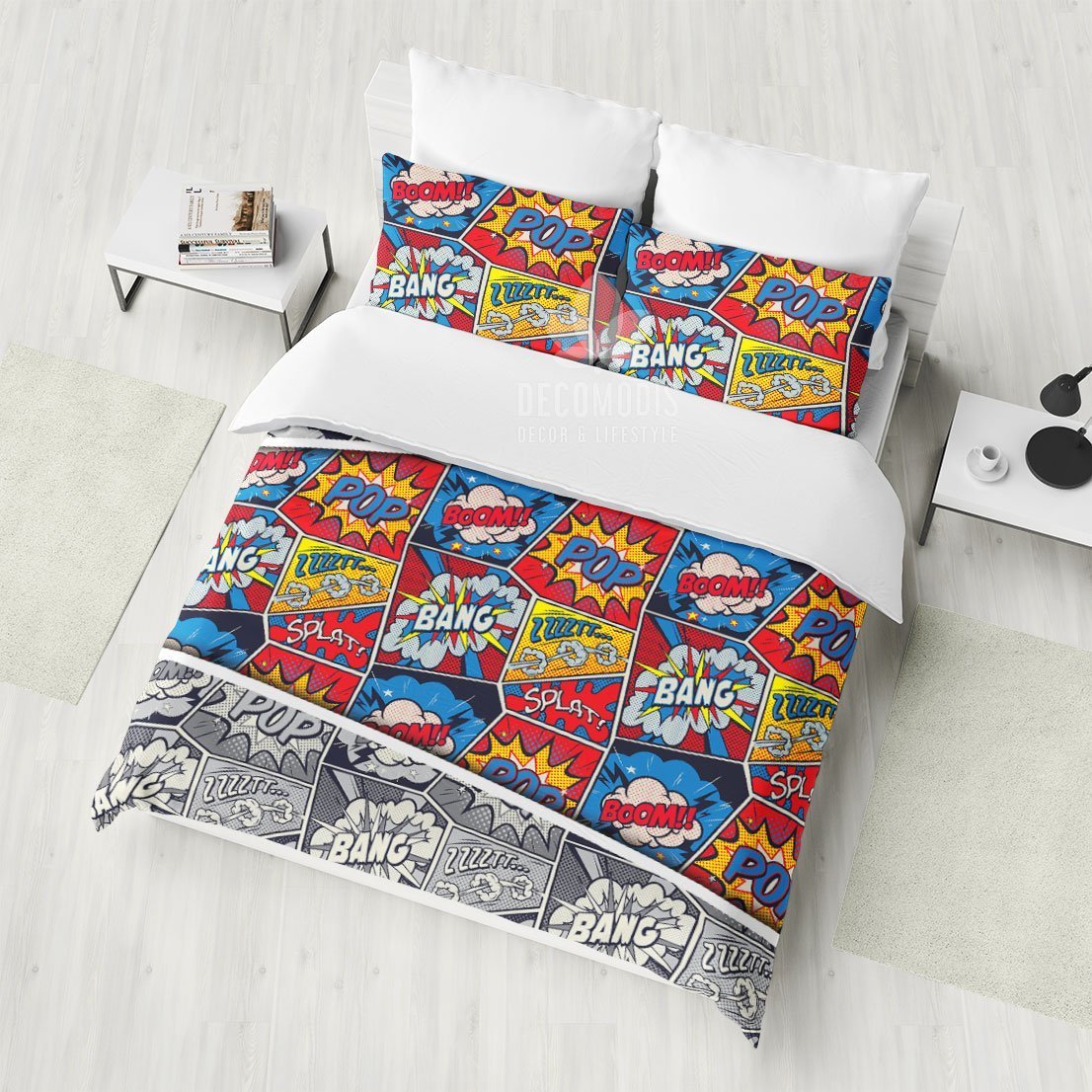 Comic Pop Art , Retro , Colorful Retro Art Duvet Cover Bedding Set