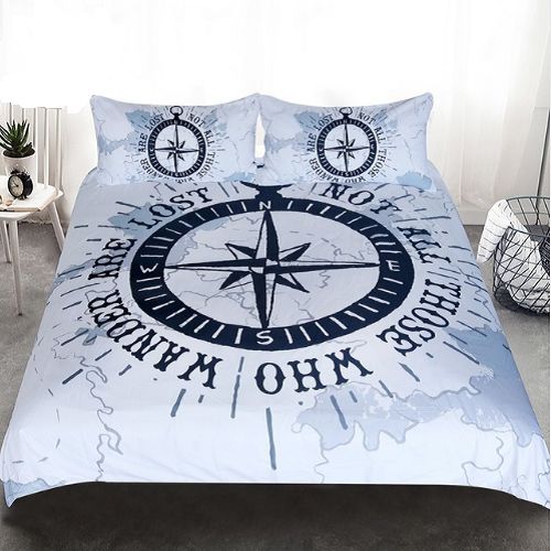 Compass Nautical Map Duvet Cover Bedding Set
