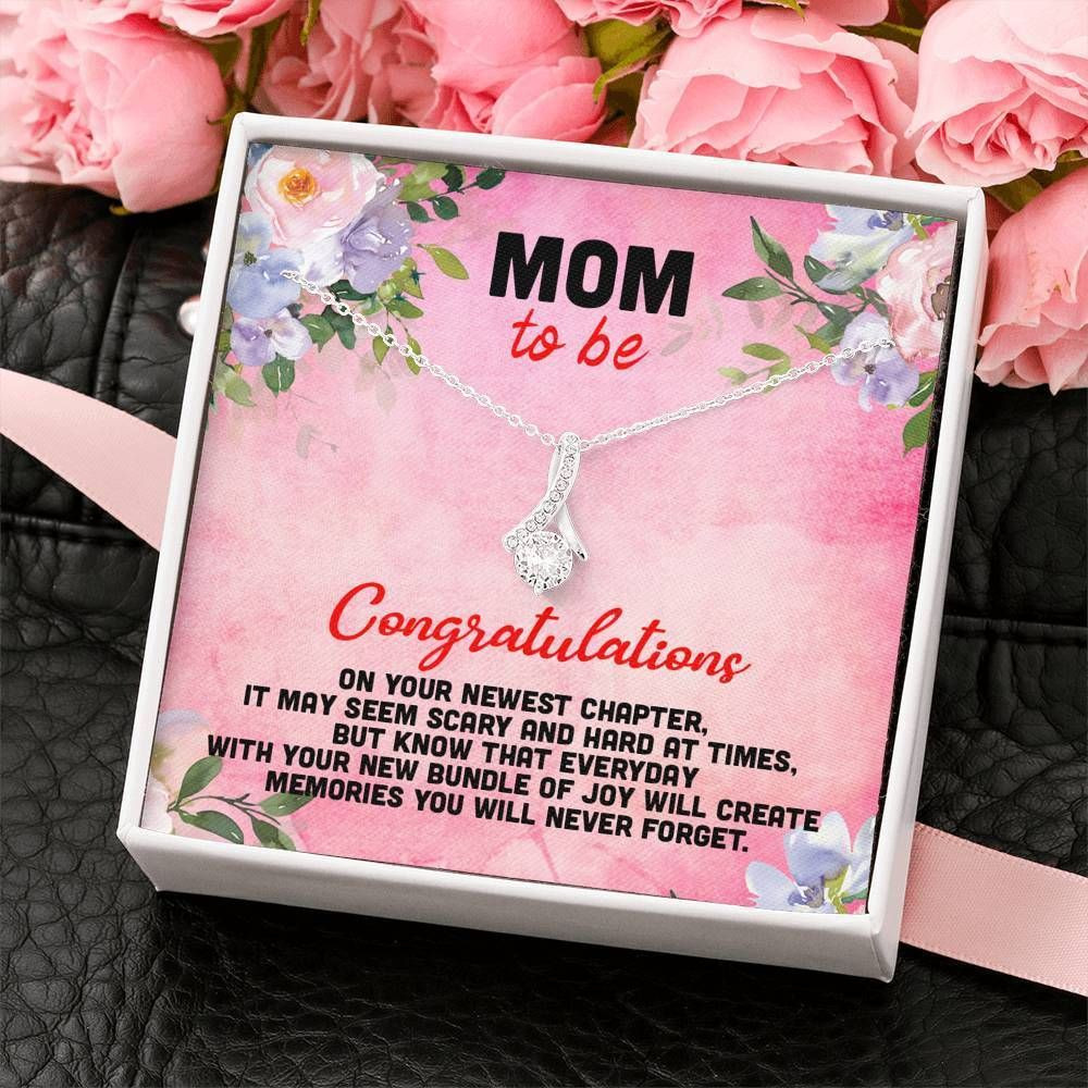 Congratulations Message Card Alluring Beauty Necklace Gift For Mom To Be