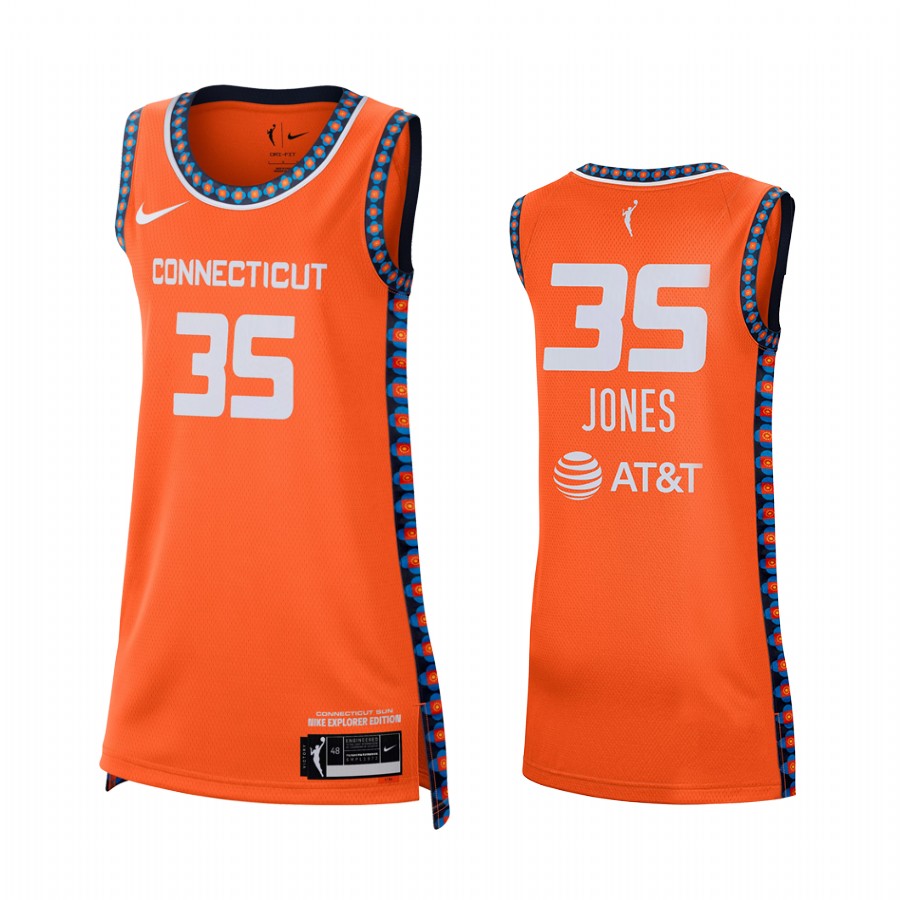 Connecticut Sun Jonquel Jones 2021 Explorer Edition #35 Jersey Women Orange WNBA 25th