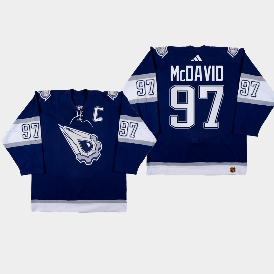 Connor McDavid 97 Edmonton Oilers 2022-23 Reverse Retro 2.0 Navy Stitched Jersey