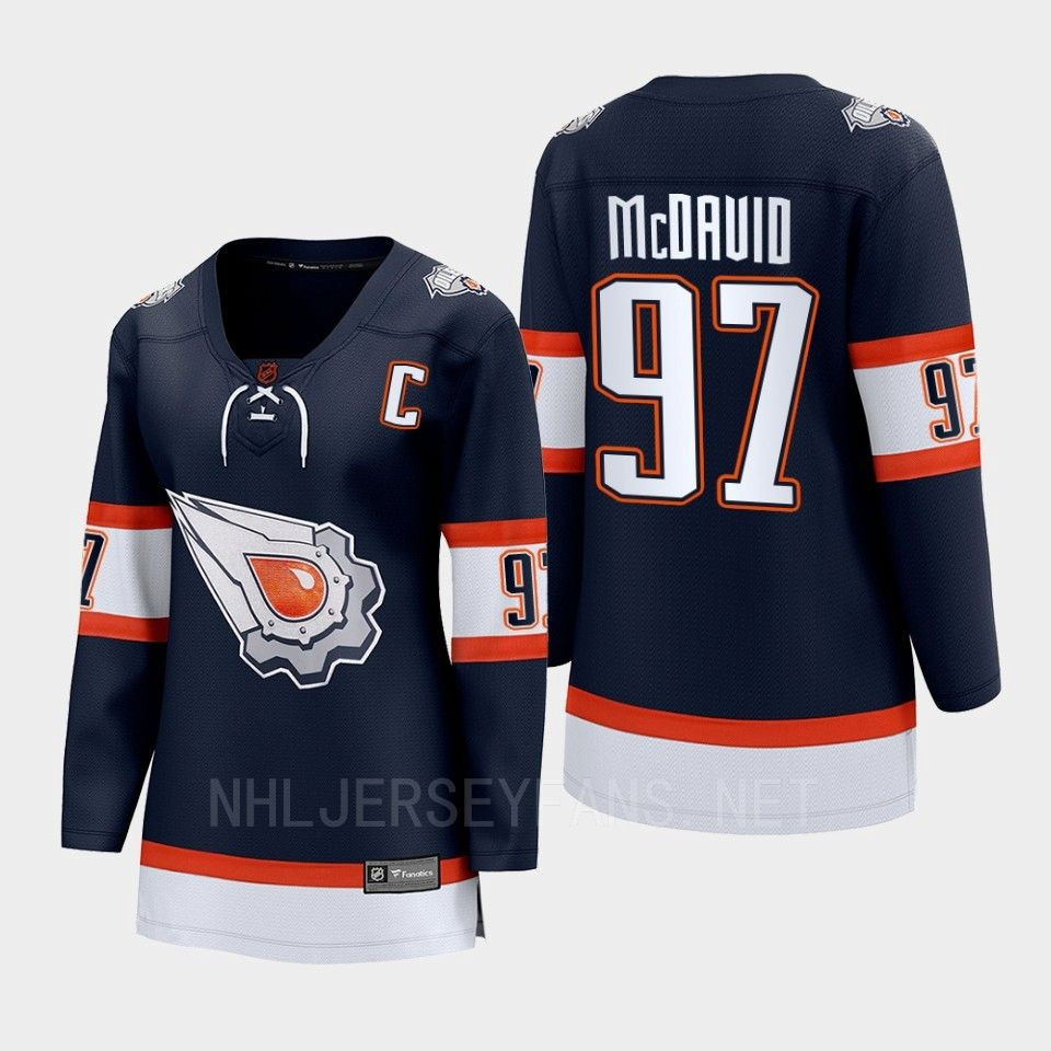 Connor McDavid 97 Edmonton Oilers 2022 Special Edition 2.0 Women Breakaway Player Retro Stitched Jersey Navy