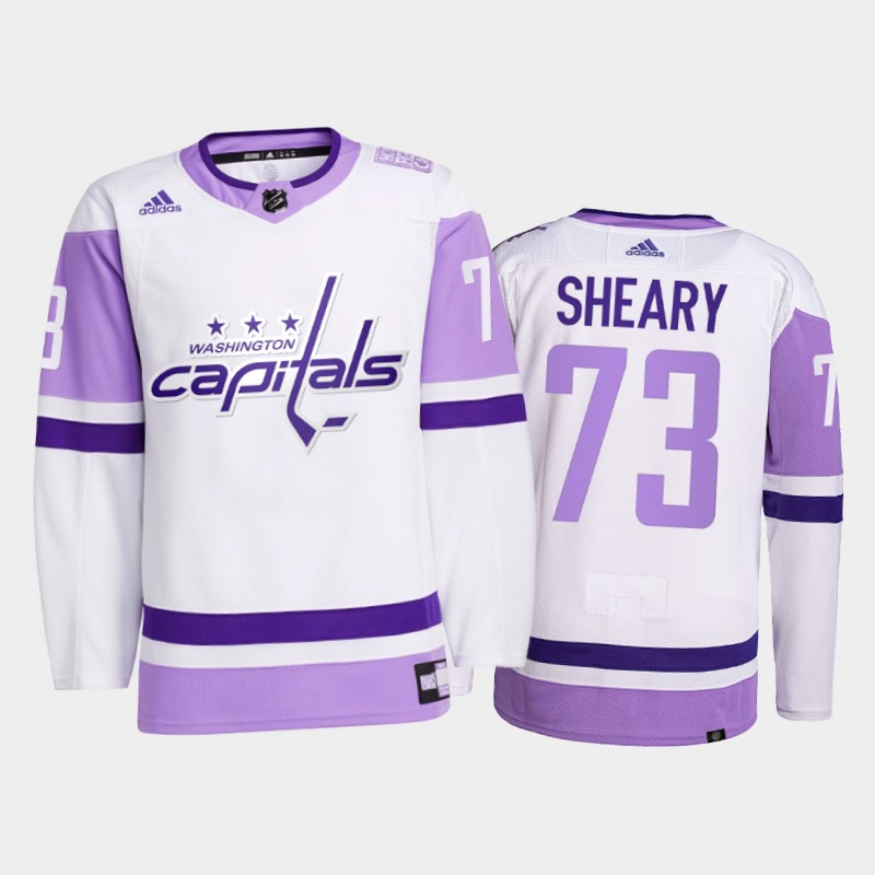 Conor Sheary #73 Washington Capitals 2021 FightsCancer White Primegreen Jersey