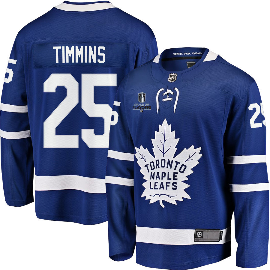 Conor Timmins 25 Toronto Maple Leafs Stanley Cup 2023 Playoffs Patch Home Breakaway Men Stitched Jersey – Blue