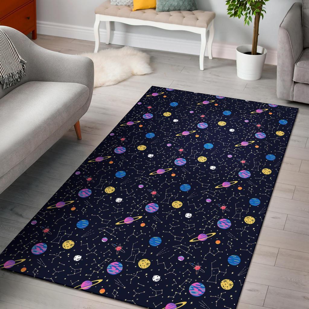 Constellation Planet Print Pattern Area Limited Edition Rectangle Rug