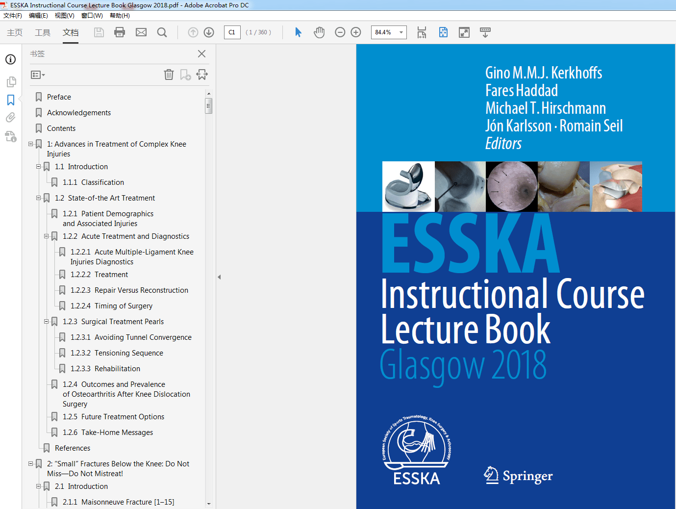ESSKA Instructional Course Lecture Book Glasgow 2018
