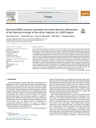 Meeting EURO6 emission regulations by multi-objective optimization of the injection strategy of two direct injectors in a DDFS engine
