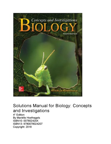 Solutions Manual for Biology Concepts and Investigations