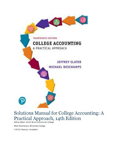 Solutions Manual for College Accounting A Practical Approach,