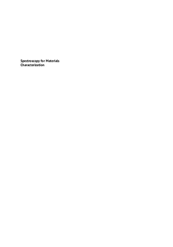 Spectroscopy for Materials Characterization