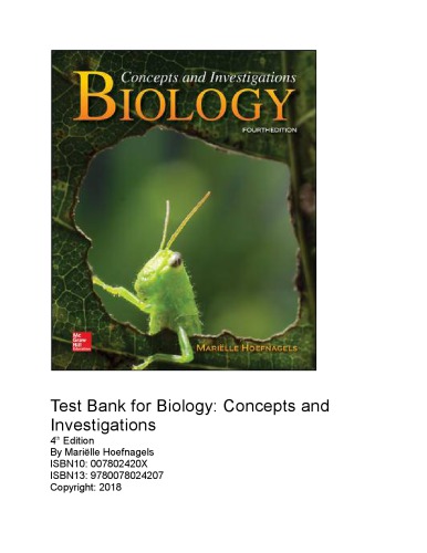 Test Bank for Biology Concepts and Investigations