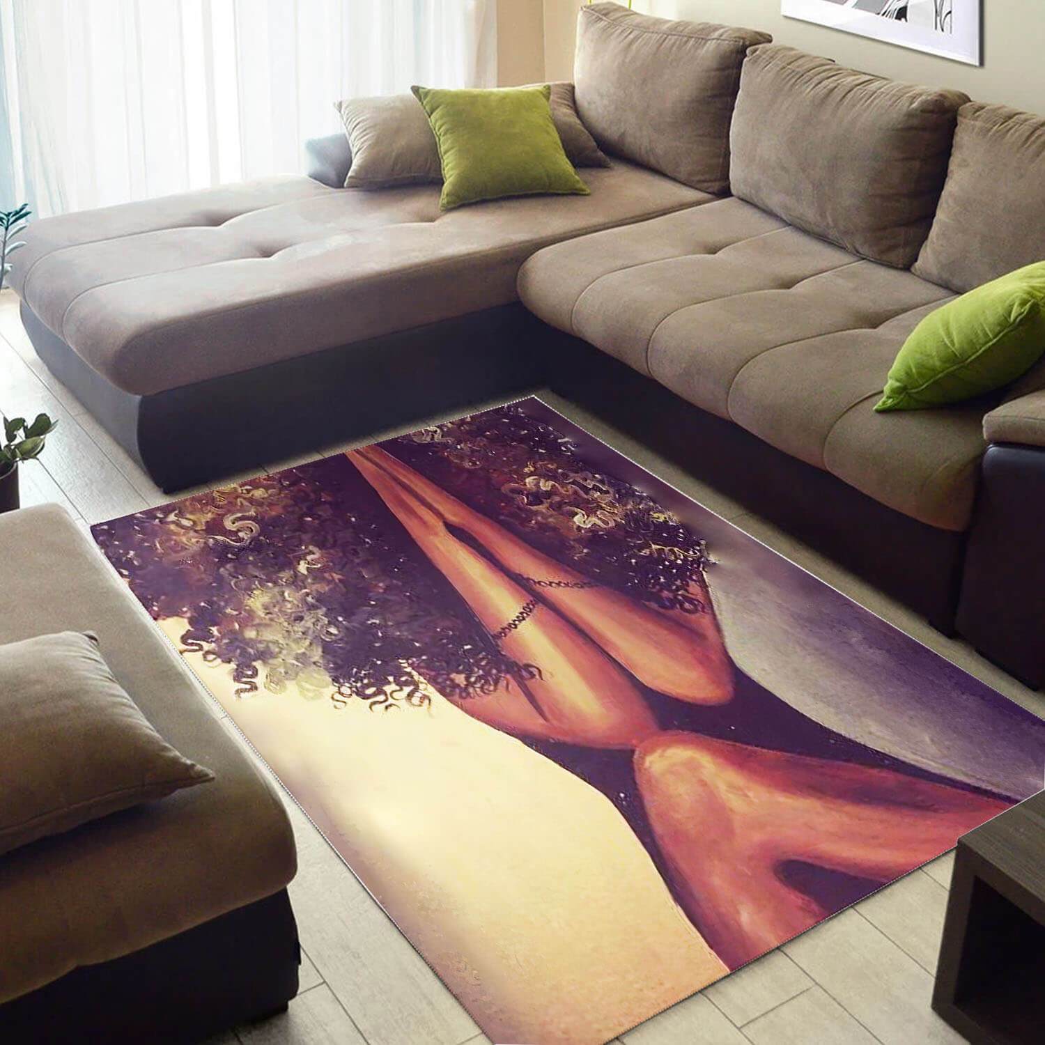 Cool African American Beautiful Print Melanin Afro Girl Themed Carpet Style Rectangle Rug