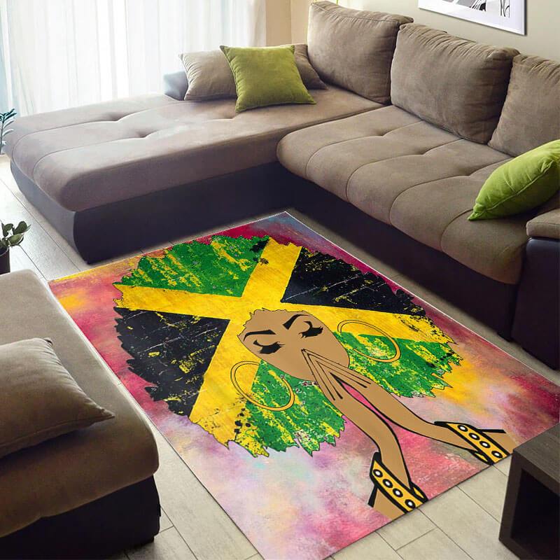 Cool African American Fancy Inspired Melanin Afro Girl Style Floor Living Room Rectangle Rug