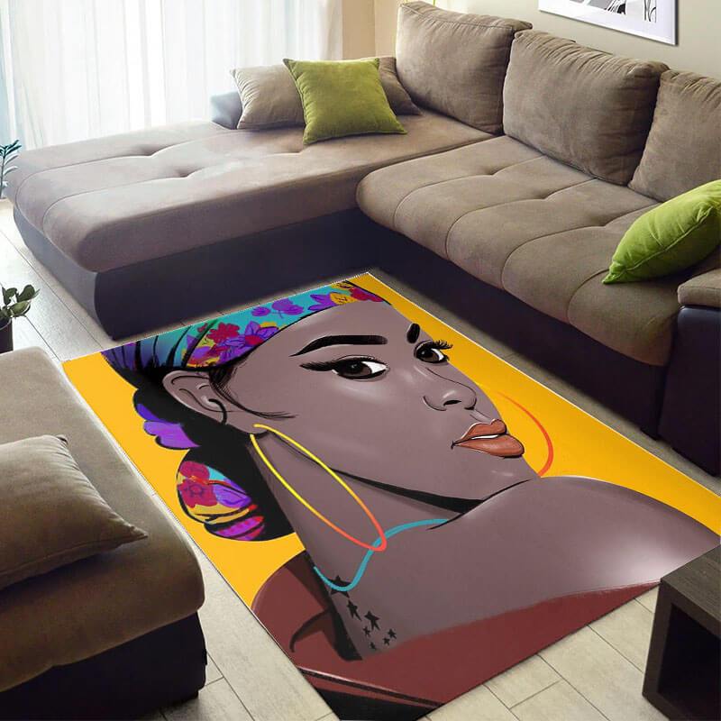 Cool African Beautiful Print Melanin Afro Woman Design Floor Carpet House Rectangle Rug