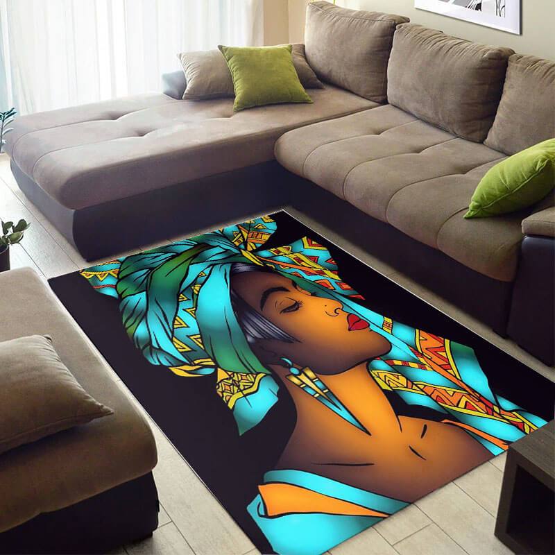 Cool African Pretty Style Black Queen Large Carpet Inspired Home Rectangle Rug