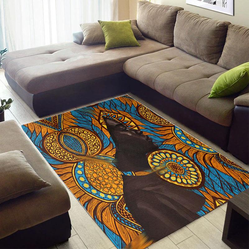 Cool African Style Beautiful Afro American Girl Carpet Themed Home Rectangle Rug