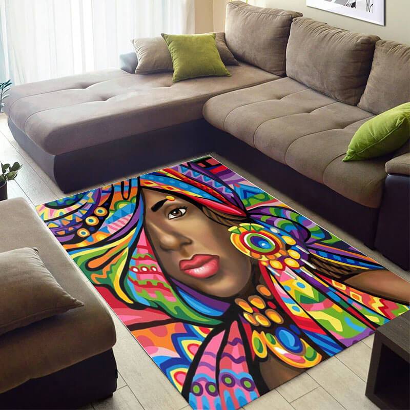 Cool African Style Beautiful Afrocentric Afro Girl Large Rectangle Rug