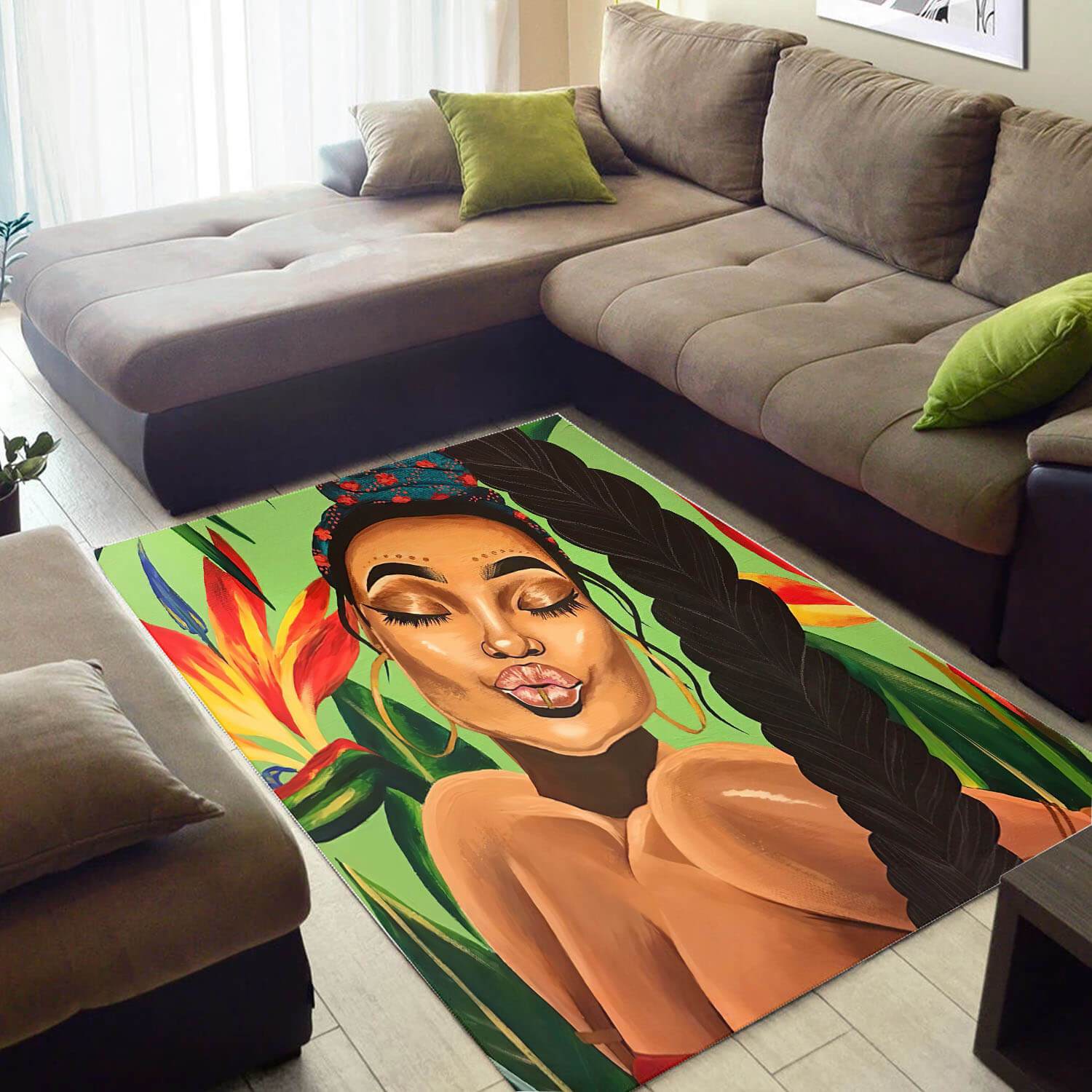 Cool African Style Fancy American Black Art Queen Large Themed Home Rectangle Rug