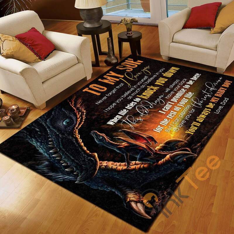 Cool Dragon Dad To Son I Love You For The Rest Of Mine Bedroom Gift Rectangle Rug