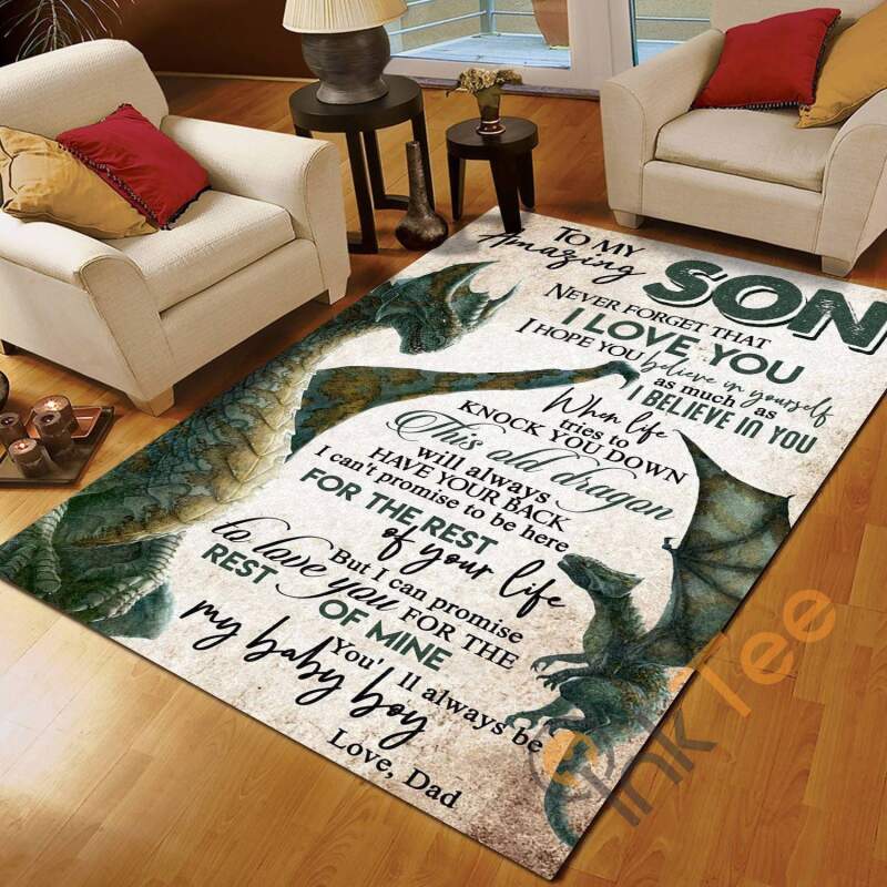 Cool Dragon Dad To Son You Alway Be My Baby Boy Bedroom Gift For Rectangle Rug