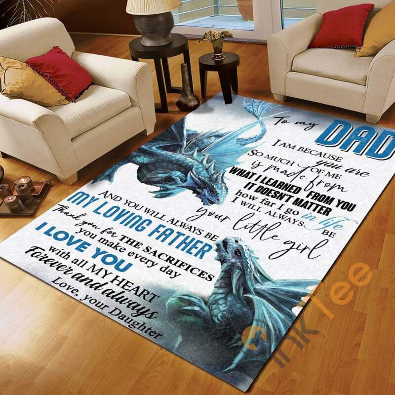 Cool Dragon Daughter To Dad I Love You With All My Heart Forever And Always Bedroom Rectangle Rug