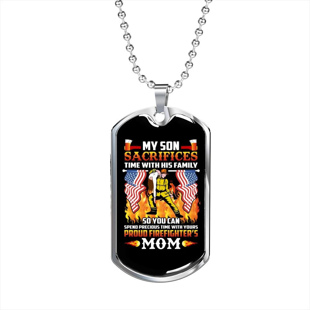 Cool Gift For Mom Firefighter Proud Firefighter’s Mom Dog Tag Pendant Necklace