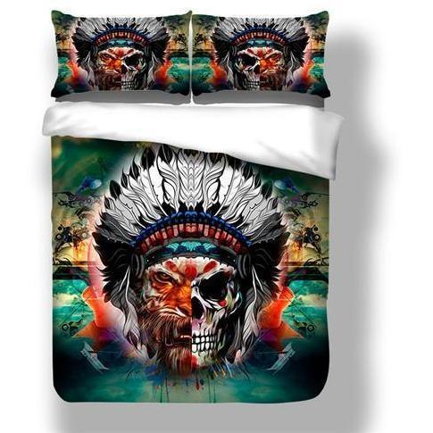 Cool Skull Multi Color Tiger Face Duvet Cover Bedding Set