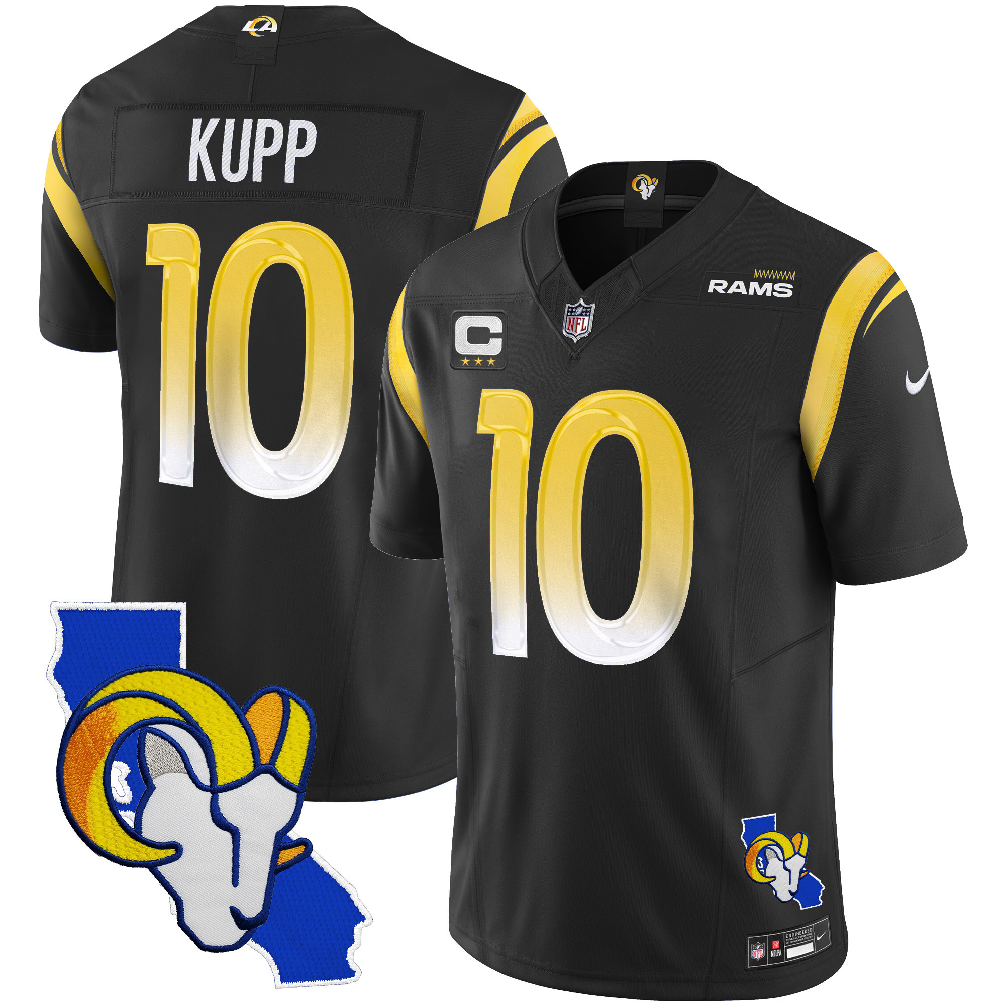 Cooper Kupp Men's Los Angeles Rams California Patch Vapor Limited Black Jersey - All Stitched 