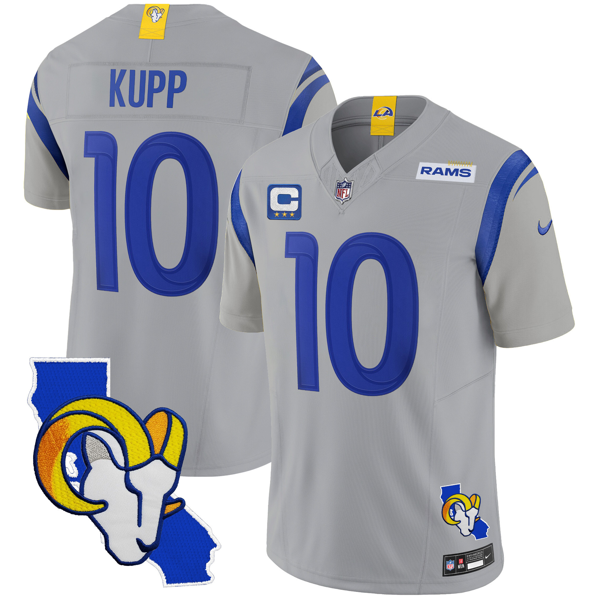 Cooper Kupp Men's Los Angeles Rams California Patch Vapor Limited Gray Jersey - All Stitched 