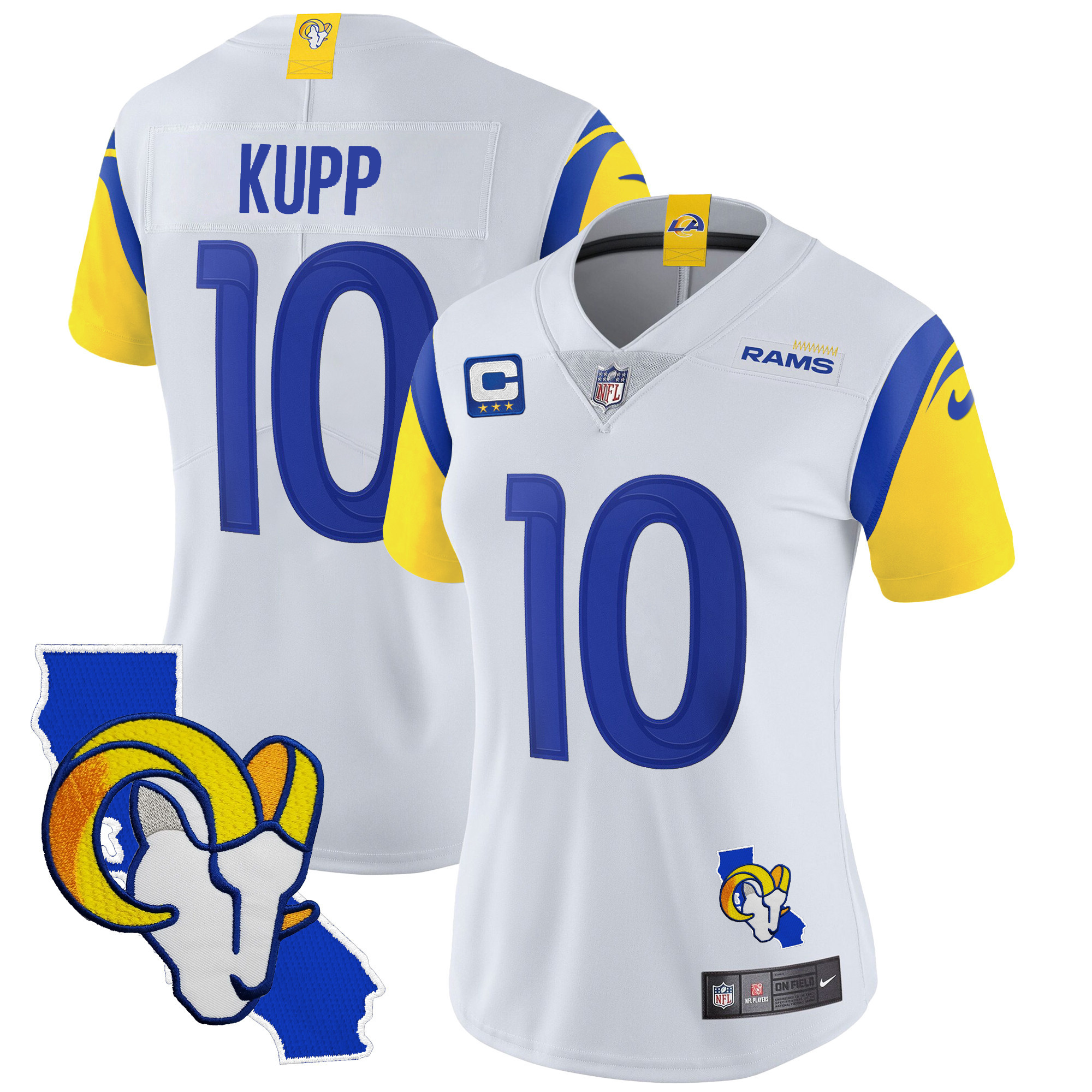 Cooper Kupp Women's Los Angeles Rams California Patch Vapor Limited White Jersey - All Stitched 