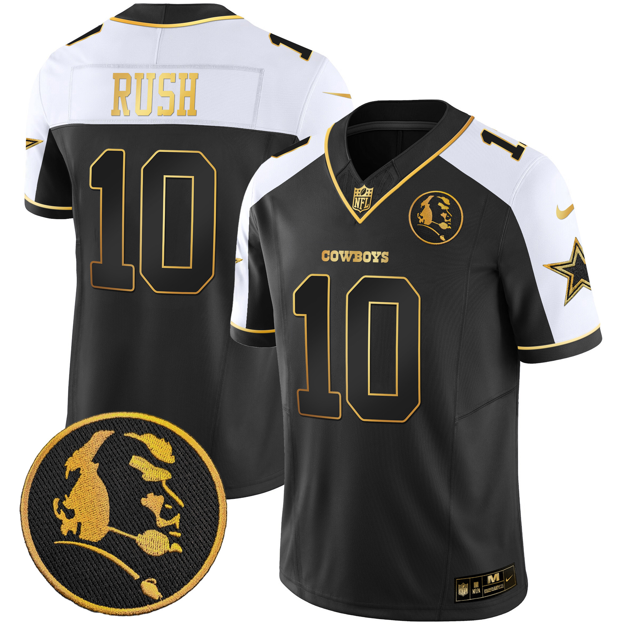 Cooper Rush Men's Dallas Cowboys John Madden Patch Gold Vapor Alternate Gold Jersey - All Stitched 