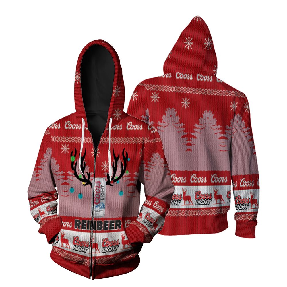 Coors light reinbeer christmas Zip Hoodie