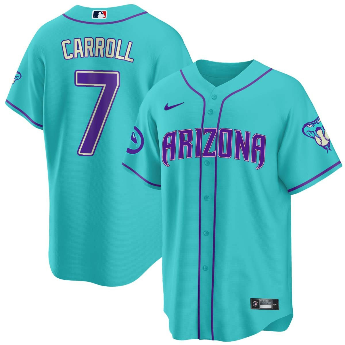 Corbin Carroll Men's 2024 Arizona Diamondbacks Teal Purple Cool Arizona Jersey - All Stitched