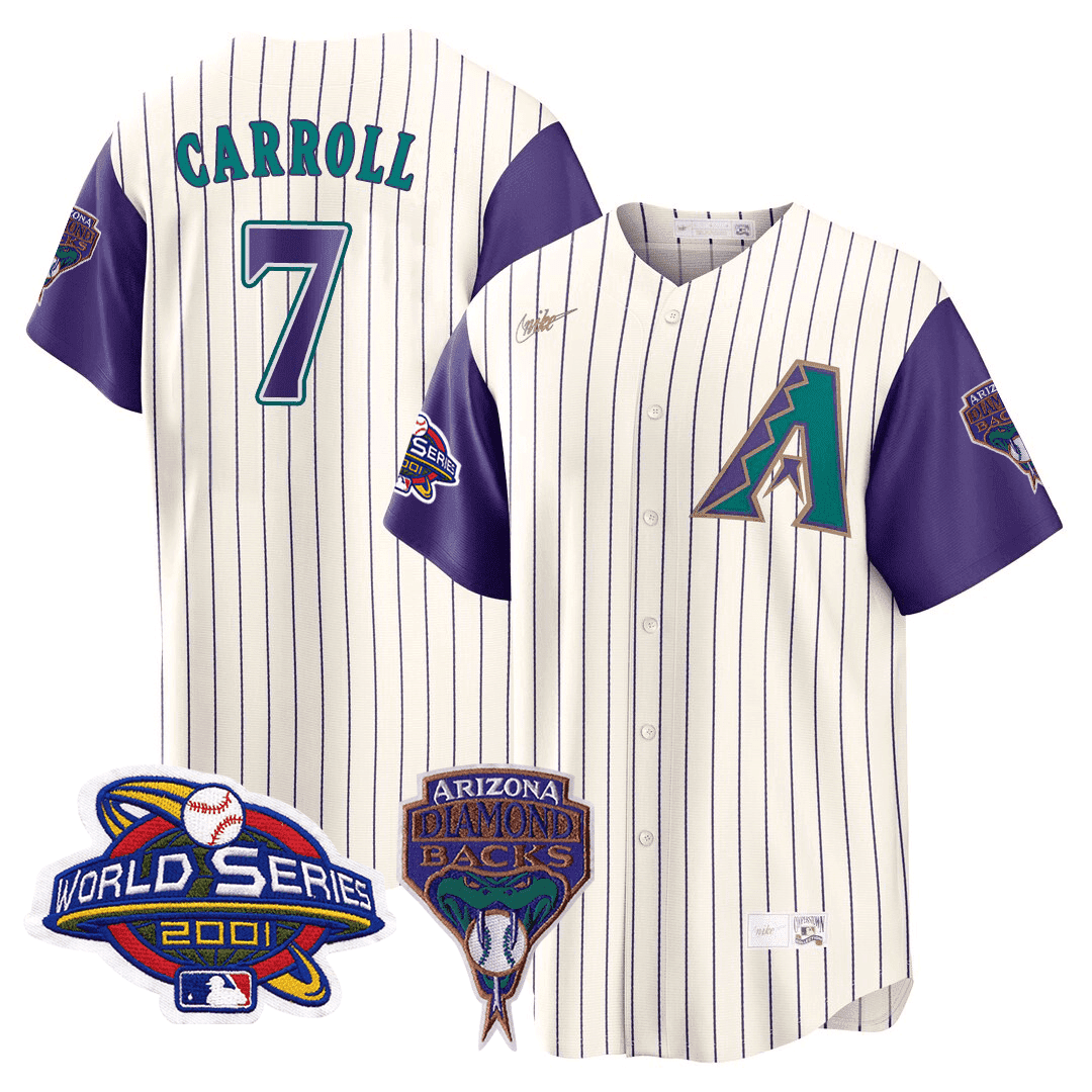 Corbin Carroll Men's Arizona Diamondbacks 2001 World Series Patch Throwback Jersey - All Stitched