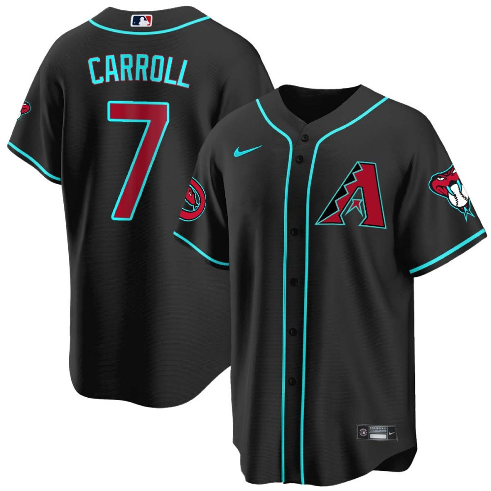 Corbin Carroll Men's Arizona Diamondbacks 2024 Cool Base Black Alternate Jersey - All Stitched