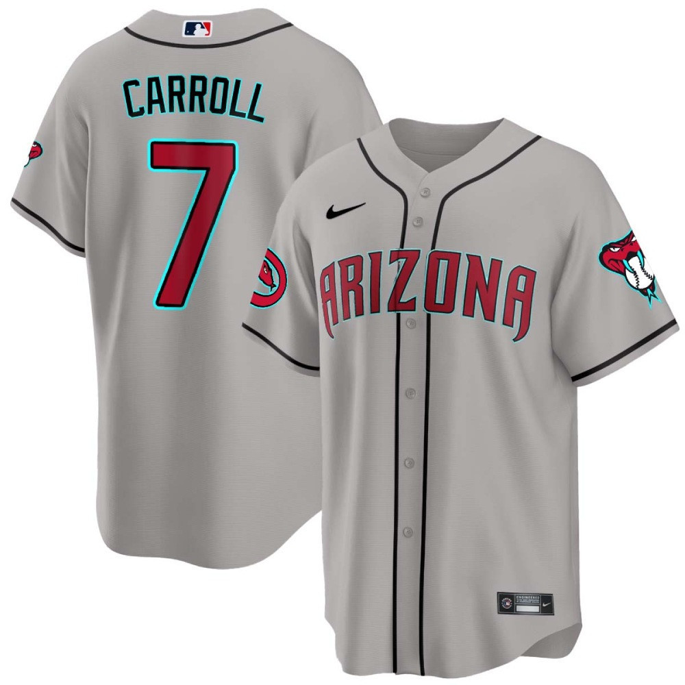 Corbin Carroll Men's Arizona Diamondbacks 2024 Cool Base Gray Road Jersey - All Stitched