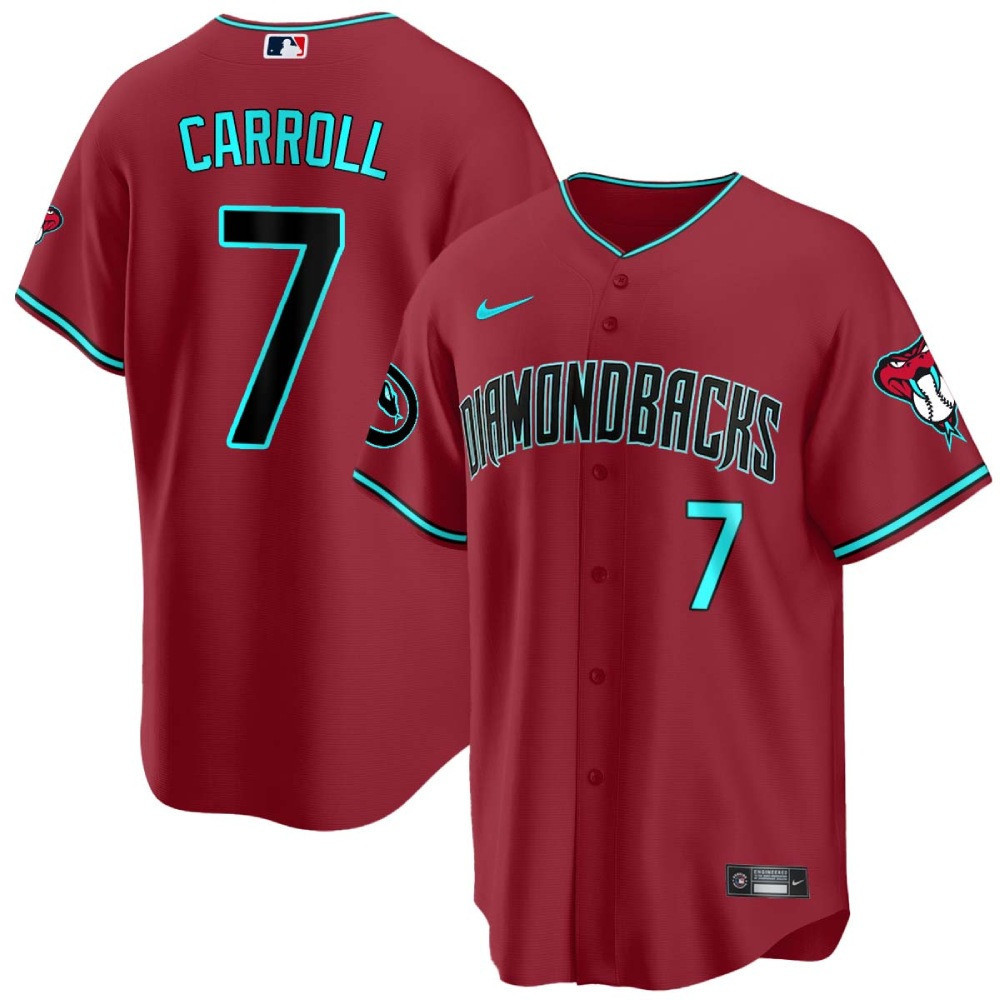 Corbin Carroll Men's Arizona Diamondbacks 2024 Cool Base Red Alternate Jersey - All Stitched